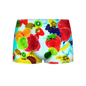 Мужские трусы 3D с принтом Коктейль , 50% хлопок, 50% полиэстер | классическая посадка, на поясе мягкая тканевая резинка | Тематика изображения на принте: лето | фрукты | цветной | ягоды | яркий