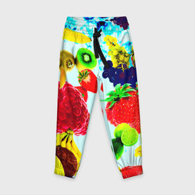 Детские брюки 3D с принтом Коктейль , 100% полиэстер | манжеты по низу, эластичный пояс регулируется шнурком, по бокам два кармана без застежек, внутренняя часть кармана из мелкой сетки | лето | фрукты | цветной | ягоды | яркий