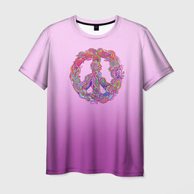 Мужская футболка 3D с принтом Хиппи 1 , 100% полиэфир | прямой крой, круглый вырез горловины, длина до линии бедер | hippie | peace | пацифик | хиппи
