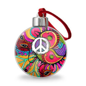 Ёлочный шар с принтом Хиппи 2 , Пластик | Диаметр: 77 мм | Тематика изображения на принте: hippie | peace | пацифик | хиппи