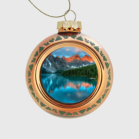 Стеклянный ёлочный шар с принтом Неописуемая красота , Стекло | Диаметр: 80 мм | горы | канада | красота | лес | небо | облака | озеро | пейзаж | природа | речка
