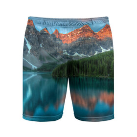 Мужские шорты 3D спортивные с принтом Неописуемая красота ,  |  | горы | канада | красота | лес | небо | облака | озеро | пейзаж | природа | речка