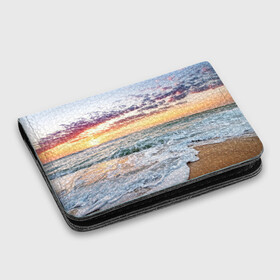 Картхолдер с принтом с принтом Sunset , натуральная матовая кожа | размер 7,3 х 10 см; кардхолдер имеет 4 кармана для карт; | Тематика изображения на принте: закат | море | океан | пляж | рассвет | солнце