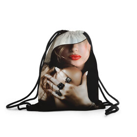 Рюкзак-мешок 3D с принтом Женщина вамп , 100% полиэстер | плотность ткани — 200 г/м2, размер — 35 х 45 см; лямки — толстые шнурки, застежка на шнуровке, без карманов и подкладки | girl | hot | swag | вамп | девочки | девушки | сваг | свег