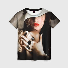 Женская футболка 3D с принтом Женщина вамп , 100% полиэфир ( синтетическое хлопкоподобное полотно) | прямой крой, круглый вырез горловины, длина до линии бедер | girl | hot | swag | вамп | девочки | девушки | сваг | свег