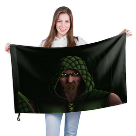 Флаг 3D с принтом Зеленая Стрела , 100% полиэстер | плотность ткани — 95 г/м2, размер — 67 х 109 см. Принт наносится с одной стороны | arrow | green | зеленая | стрела