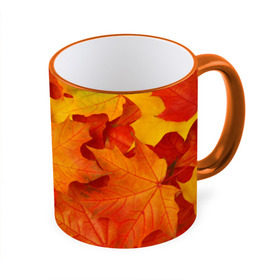 Кружка 3D с принтом Кленовые листья , керамика | ёмкость 330 мл | дары осени | жёлтый | золотой | клён | краски | красный | красота | листва | листья | наряд | оранжевый | осень | покров | природа