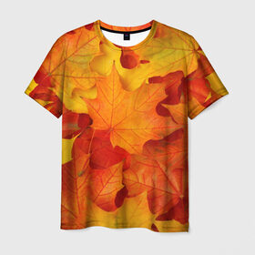 Мужская футболка 3D с принтом Кленовые листья , 100% полиэфир | прямой крой, круглый вырез горловины, длина до линии бедер | дары осени | жёлтый | золотой | клён | краски | красный | красота | листва | листья | наряд | оранжевый | осень | покров | природа