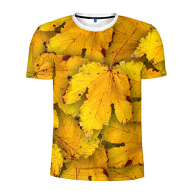 Мужская футболка 3D спортивная с принтом Жёлтые листья , 100% полиэстер с улучшенными характеристиками | приталенный силуэт, круглая горловина, широкие плечи, сужается к линии бедра | жёлтый | золотой | клён | красота | листва | листья | наряд | осень | осина | покров | природа