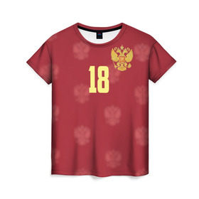 Женская футболка 3D с принтом Денис Черышев , 100% полиэфир ( синтетическое хлопкоподобное полотно) | прямой крой, круглый вырез горловины, длина до линии бедер | cheryshev | реал | россии | россия | рф | сборная | футбол