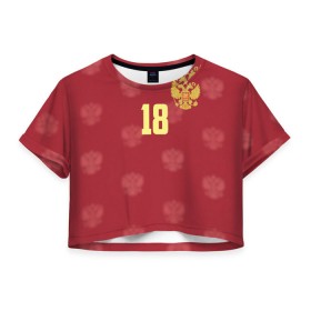 Женская футболка 3D укороченная с принтом Денис Черышев , 100% полиэстер | круглая горловина, длина футболки до линии талии, рукава с отворотами | cheryshev | реал | россии | россия | рф | сборная | футбол