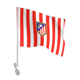 Флаг для автомобиля с принтом Атлетико Мадрид , 100% полиэстер | Размер: 30*21 см | атлетико мадрид | полосы | эмблема