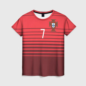 Женская футболка 3D с принтом Роналду сборная Португалии , 100% полиэфир ( синтетическое хлопкоподобное полотно) | прямой крой, круглый вырез горловины, длина до линии бедер | cr7 | euro | real | ronaldo | евро | португалия | реал | роналдо