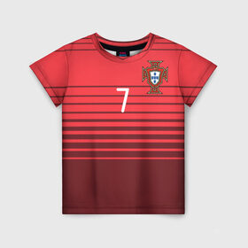 Детская футболка 3D с принтом Роналду сборная Португалии , 100% гипоаллергенный полиэфир | прямой крой, круглый вырез горловины, длина до линии бедер, чуть спущенное плечо, ткань немного тянется | cr7 | euro | real | ronaldo | евро | португалия | реал | роналдо