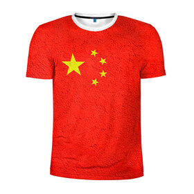 Мужская футболка 3D спортивная с принтом Китай , 100% полиэстер с улучшенными характеристиками | приталенный силуэт, круглая горловина, широкие плечи, сужается к линии бедра | Тематика изображения на принте: china | country | государство | китай | кнр | страна | флаг | флаги