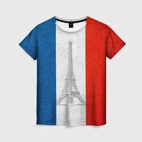 Женская футболка 3D с принтом Франция , 100% полиэфир ( синтетическое хлопкоподобное полотно) | прямой крой, круглый вырез горловины, длина до линии бедер | country | france | государство | страна | флаг | флаги | франция