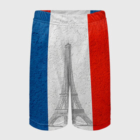 Детские спортивные шорты 3D с принтом Франция ,  100% полиэстер
 | пояс оформлен широкой мягкой резинкой, ткань тянется
 | country | france | государство | страна | флаг | флаги | франция