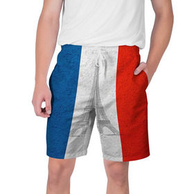 Мужские шорты 3D с принтом Франция ,  полиэстер 100% | прямой крой, два кармана без застежек по бокам. Мягкая трикотажная резинка на поясе, внутри которой широкие завязки. Длина чуть выше колен | Тематика изображения на принте: country | france | государство | страна | флаг | флаги | франция