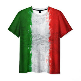 Мужская футболка 3D с принтом Италия , 100% полиэфир | прямой крой, круглый вырез горловины, длина до линии бедер | Тематика изображения на принте: country | italy | государство | италия | страна | флаг | флаги
