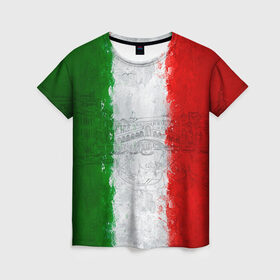 Женская футболка 3D с принтом Италия , 100% полиэфир ( синтетическое хлопкоподобное полотно) | прямой крой, круглый вырез горловины, длина до линии бедер | country | italy | государство | италия | страна | флаг | флаги