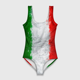 Купальник-боди 3D с принтом Италия , 82% полиэстер, 18% эластан | Круглая горловина, круглый вырез на спине | country | italy | государство | италия | страна | флаг | флаги