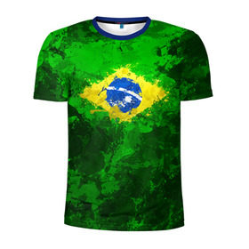 Мужская футболка 3D спортивная с принтом Бразилия , 100% полиэстер с улучшенными характеристиками | приталенный силуэт, круглая горловина, широкие плечи, сужается к линии бедра | Тематика изображения на принте: brazil | country | бразилия | государство | страна | флаг | флаги