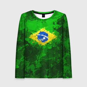 Женский лонгслив 3D с принтом Бразилия , 100% полиэстер | длинные рукава, круглый вырез горловины, полуприлегающий силуэт | brazil | country | бразилия | государство | страна | флаг | флаги