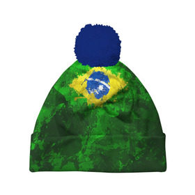 Шапка 3D c помпоном с принтом Бразилия , 100% полиэстер | универсальный размер, печать по всей поверхности изделия | brazil | country | бразилия | государство | страна | флаг | флаги