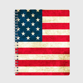 Тетрадь с принтом США , 100% бумага | 48 листов, плотность листов — 60 г/м2, плотность картонной обложки — 250 г/м2. Листы скреплены сбоку удобной пружинной спиралью. Уголки страниц и обложки скругленные. Цвет линий — светло-серый
 | country | usa | америка | государство | соединённые штаты америки | страна | флаг | флаги | штаты