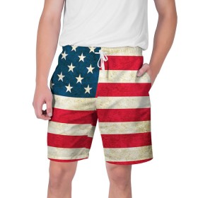 Мужские шорты 3D с принтом США ,  полиэстер 100% | прямой крой, два кармана без застежек по бокам. Мягкая трикотажная резинка на поясе, внутри которой широкие завязки. Длина чуть выше колен | Тематика изображения на принте: country | usa | америка | государство | соединённые штаты америки | страна | флаг | флаги | штаты