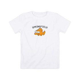 Детская футболка хлопок с принтом Спрингфилд | Springfield , 100% хлопок | круглый вырез горловины, полуприлегающий силуэт, длина до линии бедер | springfield | the simpsons | симпсоны | спрингфилд