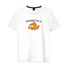 Мужская футболка хлопок с принтом Спрингфилд | Springfield , 100% хлопок | прямой крой, круглый вырез горловины, длина до линии бедер, слегка спущенное плечо. | springfield | the simpsons | симпсоны | спрингфилд