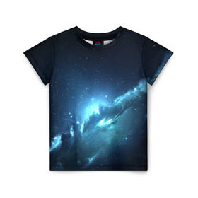 Детская футболка 3D с принтом Космос , 100% гипоаллергенный полиэфир | прямой крой, круглый вырез горловины, длина до линии бедер, чуть спущенное плечо, ткань немного тянется | Тематика изображения на принте: galaxy | space | stars | галактика | звёзды | космос | туманность