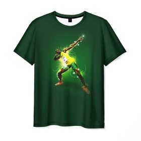 Мужская футболка 3D с принтом Usain Bolt , 100% полиэфир | прямой крой, круглый вырез горловины, длина до линии бедер | атлетика | без | болт | легкая | спорт | усейн