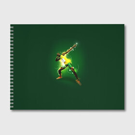 Альбом для рисования с принтом Usain Bolt , 100% бумага
 | матовая бумага, плотность 200 мг. | Тематика изображения на принте: атлетика | без | болт | легкая | спорт | усейн