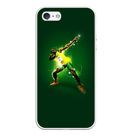 Чехол для iPhone 5/5S матовый с принтом Usain Bolt , Силикон | Область печати: задняя сторона чехла, без боковых панелей | атлетика | без | болт | легкая | спорт | усейн