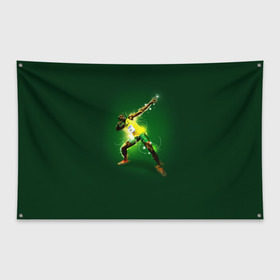 Флаг-баннер с принтом Usain Bolt , 100% полиэстер | размер 67 х 109 см, плотность ткани — 95 г/м2; по краям флага есть четыре люверса для крепления | Тематика изображения на принте: атлетика | без | болт | легкая | спорт | усейн