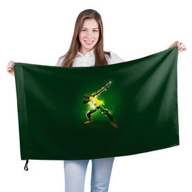 Флаг 3D с принтом Usain Bolt , 100% полиэстер | плотность ткани — 95 г/м2, размер — 67 х 109 см. Принт наносится с одной стороны | атлетика | без | болт | легкая | спорт | усейн