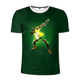 Мужская футболка 3D спортивная с принтом Usain Bolt , 100% полиэстер с улучшенными характеристиками | приталенный силуэт, круглая горловина, широкие плечи, сужается к линии бедра | атлетика | без | болт | легкая | спорт | усейн