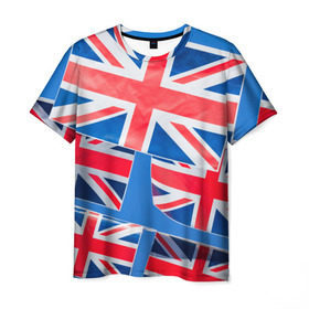 Мужская футболка 3D с принтом Британские флаги , 100% полиэфир | прямой крой, круглый вырез горловины, длина до линии бедер | англия | британия | великобритания