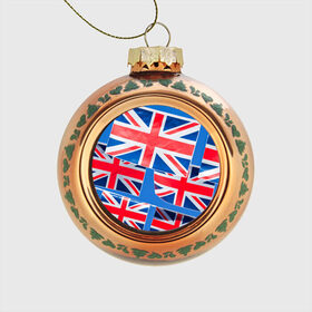 Стеклянный ёлочный шар с принтом Британские флаги , Стекло | Диаметр: 80 мм | англия | британия | великобритания