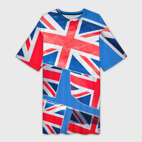 Платье-футболка 3D с принтом Британские флаги ,  |  | англия | британия | великобритания