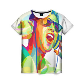 Женская футболка 3D с принтом lOVE MUSIC , 100% полиэфир ( синтетическое хлопкоподобное полотно) | прямой крой, круглый вырез горловины, длина до линии бедер | 