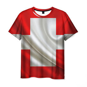 Мужская футболка 3D с принтом Швейцария , 100% полиэфир | прямой крой, круглый вырез горловины, длина до линии бедер | альпы | гордость | флаг
