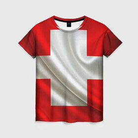 Женская футболка 3D с принтом Швейцария , 100% полиэфир ( синтетическое хлопкоподобное полотно) | прямой крой, круглый вырез горловины, длина до линии бедер | альпы | гордость | флаг
