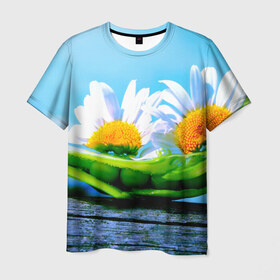 Мужская футболка 3D с принтом Ромашки , 100% полиэфир | прямой крой, круглый вырез горловины, длина до линии бедер | красота | поле | природа | ромашка | цветы