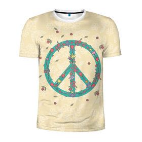 Мужская футболка 3D спортивная с принтом Peace , 100% полиэстер с улучшенными характеристиками | приталенный силуэт, круглая горловина, широкие плечи, сужается к линии бедра | Тематика изображения на принте: peace | мир | пис | хиппи | цветы