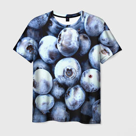 Мужская футболка 3D с принтом Черника , 100% полиэфир | прямой крой, круглый вырез горловины, длина до линии бедер | ягоды