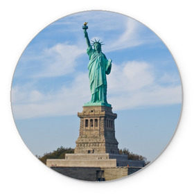 Коврик круглый с принтом Статуя свободы , резина и полиэстер | круглая форма, изображение наносится на всю лицевую часть | америка | сша
