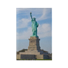 Обложка для паспорта матовая кожа с принтом Статуя свободы , натуральная матовая кожа | размер 19,3 х 13,7 см; прозрачные пластиковые крепления | америка | сша